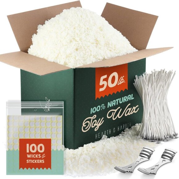 Soy Candle Wax for Candle Making, Natural Soy Wax for Candle Making 50 lb Bag wi - Picture 1 of 8
